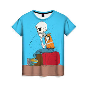 Женская футболка 3D с принтом Скелетон геодезист 3D в Тюмени, 100% полиэфир ( синтетическое хлопкоподобное полотно) | прямой крой, круглый вырез горловины, длина до линии бедер | Тематика изображения на принте: surveyor | геодезист | геодезия | скелет | скелетон