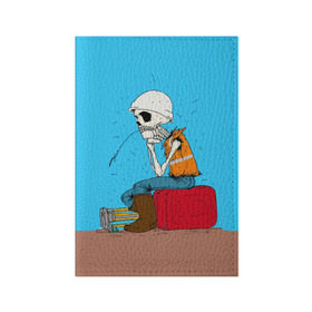 Обложка для паспорта матовая кожа с принтом Скелетон геодезист 3D в Тюмени, натуральная матовая кожа | размер 19,3 х 13,7 см; прозрачные пластиковые крепления | Тематика изображения на принте: surveyor | геодезист | геодезия | скелет | скелетон