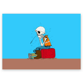 Поздравительная открытка с принтом Скелетон геодезист в Тюмени, 100% бумага | плотность бумаги 280 г/м2, матовая, на обратной стороне линовка и место для марки
 | Тематика изображения на принте: surveyor | геодезист | геодезия | скелет | скелетон