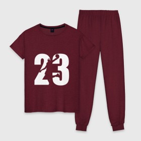 Женская пижама хлопок с принтом LeBron James 23 в Тюмени, 100% хлопок | брюки и футболка прямого кроя, без карманов, на брюках мягкая резинка на поясе и по низу штанин | 