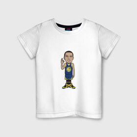 Детская футболка хлопок с принтом Steph Curry в Тюмени, 100% хлопок | круглый вырез горловины, полуприлегающий силуэт, длина до линии бедер | basketball | golden state warriors | nba | stephen curry | баскетбол | голден стэйт уорриорз | нба | стефен карри