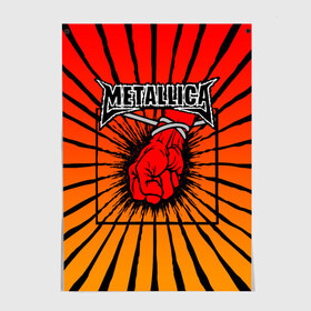 Постер с принтом Metallica в Тюмени, 100% бумага
 | бумага, плотность 150 мг. Матовая, но за счет высокого коэффициента гладкости имеет небольшой блеск и дает на свету блики, но в отличии от глянцевой бумаги не покрыта лаком | anger | fans | metall | metallica | st | альбом | альбома | группа | логотип | металл | металлика | обложка | фанат