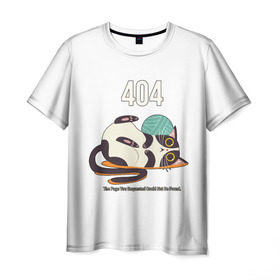 Мужская футболка 3D с принтом Ошибка 404 Not Found в Тюмени, 100% полиэфир | прямой крой, круглый вырез горловины, длина до линии бедер | 
