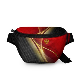 Поясная сумка 3D с принтом RUSSIA SPORT: Red and Black. в Тюмени, 100% полиэстер | плотная ткань, ремень с регулируемой длиной, внутри несколько карманов для мелочей, основное отделение и карман с обратной стороны сумки застегиваются на молнию | abstract | design | geometry | hexagon | red and black | russia | sport | texture | абстракция | геометрия | герб | дизайн | патриот | патриотизм | россия | русский | соты | спорт | текстура | шестиугольники