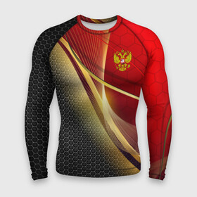 Мужской рашгард 3D с принтом Russia sport: red and black в Тюмени,  |  | Тематика изображения на принте: abstract | design | geometry | hexagon | red and black | russia | sport | texture | абстракция | геометрия | герб | дизайн | патриот | патриотизм | россия | русский | соты | спорт | текстура | шестиугольники