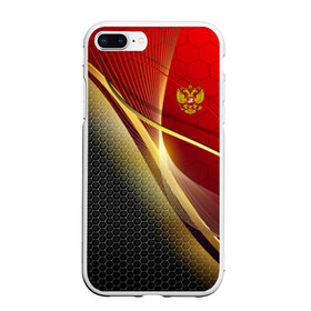 Чехол для iPhone 7Plus/8 Plus матовый с принтом RUSSIA SPORT Red and Black в Тюмени, Силикон | Область печати: задняя сторона чехла, без боковых панелей | abstract | design | geometry | hexagon | red and black | russia | sport | texture | абстракция | геометрия | герб | дизайн | патриот | патриотизм | россия | русский | соты | спорт | текстура | шестиугольники