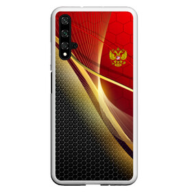 Чехол для Honor 20 с принтом RUSSIA SPORT Red and Black в Тюмени, Силикон | Область печати: задняя сторона чехла, без боковых панелей | Тематика изображения на принте: abstract | design | geometry | hexagon | red and black | russia | sport | texture | абстракция | геометрия | герб | дизайн | патриот | патриотизм | россия | русский | соты | спорт | текстура | шестиугольники