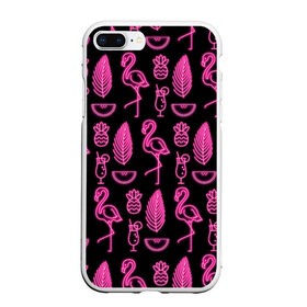 Чехол для iPhone 7Plus/8 Plus матовый с принтом Светящийся фламинго в Тюмени, Силикон | Область печати: задняя сторона чехла, без боковых панелей | Тематика изображения на принте: африка | крылья | мода | прикольные | природа | птица | розовый | фламинго | цвет | яркие