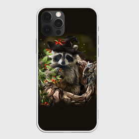 Чехол для iPhone 12 Pro Max с принтом Енот и сова в Тюмени, Силикон |  | дерево | енот | животные | лес | птицы | сова | шляпа