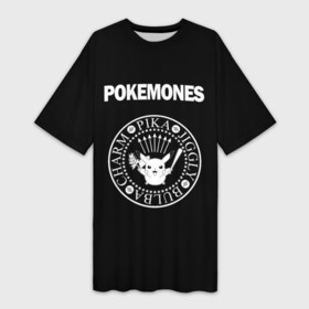 Платье-футболка 3D с принтом Pokemones в Тюмени,  |  | Тематика изображения на принте: группа | панк | пикачу | покемоны | рамон | рамонес | рамоунз | рамоунс | рок | хард