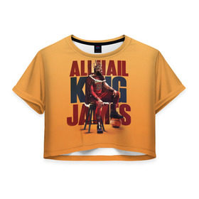 Женская футболка 3D укороченная с принтом LeBron James в Тюмени, 100% полиэстер | круглая горловина, длина футболки до линии талии, рукава с отворотами | james | lebron | lebron james | nba | баскетбол | джеймс | леброн | нба