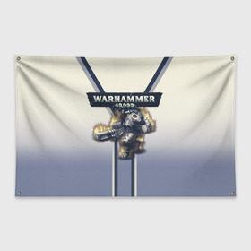 Флаг-баннер с принтом Warhammer 40000 Tau Empire в Тюмени, 100% полиэстер | размер 67 х 109 см, плотность ткани — 95 г/м2; по краям флага есть четыре люверса для крепления | 40000 | game | rts | tau | warhammer | warhammer40000 | вархаммер | игры | тау