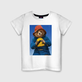 Детская футболка хлопок с принтом Паддингтон 2 в Тюмени, 100% хлопок | круглый вырез горловины, полуприлегающий силуэт, длина до линии бедер | англия | вокзал | комедия | медведь | мультфильм | паддингтона 2 | фэнтези | шляпа