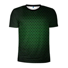 Мужская футболка 3D спортивная с принтом Металлическая сетка 1 в Тюмени, 100% полиэстер с улучшенными характеристиками | приталенный силуэт, круглая горловина, широкие плечи, сужается к линии бедра | Тематика изображения на принте: абстракция | геометрия | сетка | фигуры
