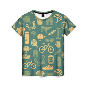 Женская футболка 3D с принтом Велосипед Текстура в Тюмени, 100% полиэфир ( синтетическое хлопкоподобное полотно) | прямой крой, круглый вырез горловины, длина до линии бедер | байк | велик | вело | велосипед | велосипеды | велоспорт | с велосипедом | спорт