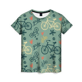 Женская футболка 3D с принтом Велосипед Текстура в Тюмени, 100% полиэфир ( синтетическое хлопкоподобное полотно) | прямой крой, круглый вырез горловины, длина до линии бедер | байк | велик | вело | велосипед | велосипеды | велоспорт | с велосипедом | спорт