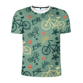 Мужская футболка 3D спортивная с принтом Велосипед Текстура в Тюмени, 100% полиэстер с улучшенными характеристиками | приталенный силуэт, круглая горловина, широкие плечи, сужается к линии бедра | байк | велик | вело | велосипед | велосипеды | велоспорт | с велосипедом | спорт