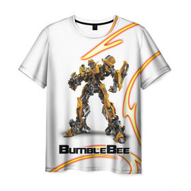 Мужская футболка 3D с принтом Bumblebee в Тюмени, 100% полиэфир | прямой крой, круглый вырез горловины, длина до линии бедер | bumblebee | бамблби | герой | камаро | прайм | трансформеры | фильм | шевроле