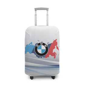 Чехол для чемодана 3D с принтом BMW BRAND SPORT в Тюмени, 86% полиэфир, 14% спандекс | двустороннее нанесение принта, прорези для ручек и колес | 