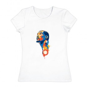 Женская футболка хлопок с принтом Кевин Дюрант в Тюмени, 100% хлопок | прямой крой, круглый вырез горловины, длина до линии бедер, слегка спущенное плечо | Тематика изображения на принте: 