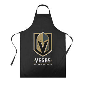 Фартук 3D с принтом Vegas Golden Knights в Тюмени, 100% полиэстер | общий размер — 65 х 85 см, ширина нагрудника — 26 см, горловина — 53 см, длина завязок — 54 см, общий обхват в поясе — 173 см. Принт на завязках и на горловине наносится с двух сторон, на основной части фартука — только с внешней стороны | 