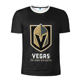 Мужская футболка 3D спортивная с принтом Vegas Golden Knights в Тюмени, 100% полиэстер с улучшенными характеристиками | приталенный силуэт, круглая горловина, широкие плечи, сужается к линии бедра | 