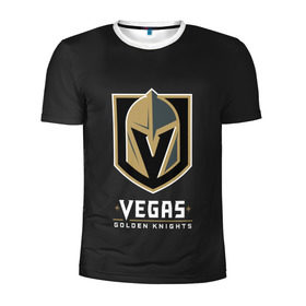 Мужская футболка 3D спортивная с принтом Vegas Golden Knights в Тюмени, 100% полиэстер с улучшенными характеристиками | приталенный силуэт, круглая горловина, широкие плечи, сужается к линии бедра | Тематика изображения на принте: 