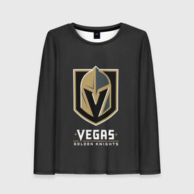 Женский лонгслив 3D с принтом Vegas Golden Knights в Тюмени, 100% полиэстер | длинные рукава, круглый вырез горловины, полуприлегающий силуэт | 