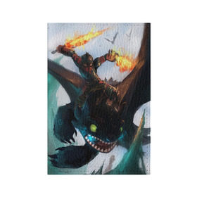 Обложка для паспорта матовая кожа с принтом как приручить дракона в Тюмени, натуральная матовая кожа | размер 19,3 х 13,7 см; прозрачные пластиковые крепления | Тематика изображения на принте: how to train your dragon | беззубик | викинги | дракон | как приручить дракона | ночная фурия