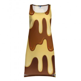 Платье-майка 3D с принтом Тающий Шоколад в Тюмени, 100% полиэстер | полуприлегающий силуэт, широкие бретели, круглый вырез горловины, удлиненный подол сзади. | 