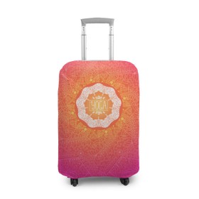 Чехол для чемодана 3D с принтом Солнечная мандала в Тюмени, 86% полиэфир, 14% спандекс | двустороннее нанесение принта, прорези для ручек и колес | 