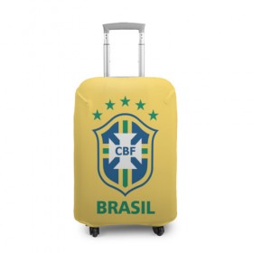 Чехол для чемодана 3D с принтом Сборная Бразилии в Тюмени, 86% полиэфир, 14% спандекс | двустороннее нанесение принта, прорези для ручек и колес | сборная бразилии | футбол