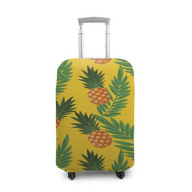 Чехол для чемодана 3D с принтом Ананасы в Тюмени, 86% полиэфир, 14% спандекс | двустороннее нанесение принта, прорези для ручек и колес | fashion | leaf | листья | мода | море | отдых | природа | тропики
