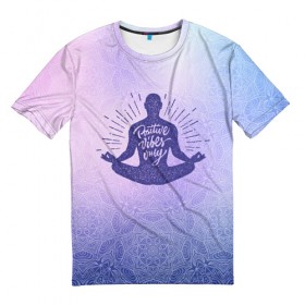 Мужская футболка 3D с принтом Positive Vibes Only в Тюмени, 100% полиэфир | прямой крой, круглый вырез горловины, длина до линии бедер | Тематика изображения на принте: 