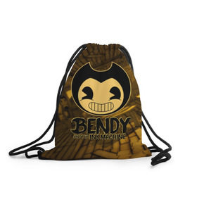 Рюкзак-мешок 3D с принтом Bendy and the ink machine (33) в Тюмени, 100% полиэстер | плотность ткани — 200 г/м2, размер — 35 х 45 см; лямки — толстые шнурки, застежка на шнуровке, без карманов и подкладки | Тематика изображения на принте: bendy | bendy and the ink machine | бенди | бенди и чернильная машина