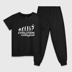 Детская пижама хлопок с принтом Evoluon volleyball в Тюмени, 100% хлопок |  брюки и футболка прямого кроя, без карманов, на брюках мягкая резинка на поясе и по низу штанин
 | evoluon | volleyball |  эволюция | волейбол