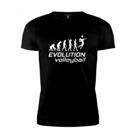 Мужская футболка премиум с принтом Evoluon volleyball в Тюмени, 92% хлопок, 8% лайкра | приталенный силуэт, круглый вырез ворота, длина до линии бедра, короткий рукав | evoluon | volleyball |  эволюция | волейбол