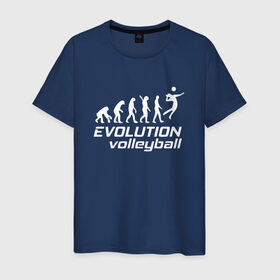 Мужская футболка хлопок с принтом Evoluon volleyball в Тюмени, 100% хлопок | прямой крой, круглый вырез горловины, длина до линии бедер, слегка спущенное плечо. | evoluon | volleyball |  эволюция | волейбол