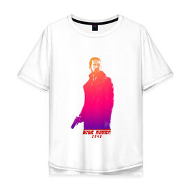 Мужская футболка хлопок Oversize с принтом Бегущий по лезвию 2049 в Тюмени, 100% хлопок | свободный крой, круглый ворот, “спинка” длиннее передней части | 