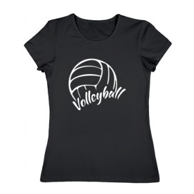 Женская футболка хлопок с принтом Волейбол в Тюмени, 100% хлопок | прямой крой, круглый вырез горловины, длина до линии бедер, слегка спущенное плечо | volleyball