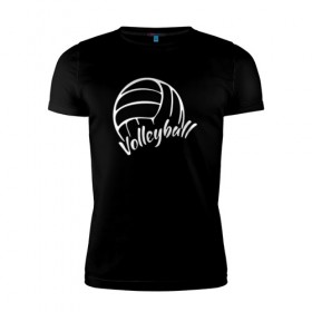 Мужская футболка премиум с принтом Волейбол в Тюмени, 92% хлопок, 8% лайкра | приталенный силуэт, круглый вырез ворота, длина до линии бедра, короткий рукав | volleyball