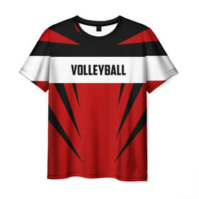 Мужская футболка 3D с принтом Volleyball в Тюмени, 100% полиэфир | прямой крой, круглый вырез горловины, длина до линии бедер | sport | volleyball | волейбол | спорт