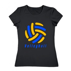 Женская футболка хлопок с принтом Volleyball в Тюмени, 100% хлопок | прямой крой, круглый вырез горловины, длина до линии бедер, слегка спущенное плечо | sport | volleyball | волейбол | спорт