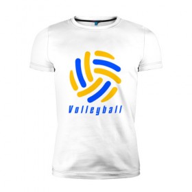 Мужская футболка премиум с принтом Volleyball в Тюмени, 92% хлопок, 8% лайкра | приталенный силуэт, круглый вырез ворота, длина до линии бедра, короткий рукав | sport | volleyball | волейбол | спорт