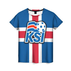 Женская футболка 3D с принтом Сборная Исландии флаг в Тюмени, 100% полиэфир ( синтетическое хлопкоподобное полотно) | прямой крой, круглый вырез горловины, длина до линии бедер | 