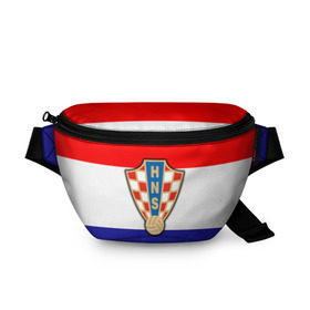 Поясная сумка 3D с принтом Сборная Хорватии флаг в Тюмени, 100% полиэстер | плотная ткань, ремень с регулируемой длиной, внутри несколько карманов для мелочей, основное отделение и карман с обратной стороны сумки застегиваются на молнию | европы | хорватия | чемпионат мира | чм
