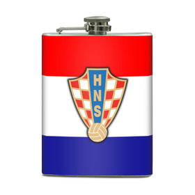 Фляга с принтом Сборная Хорватии флаг в Тюмени, металлический корпус | емкость 0,22 л, размер 125 х 94 мм. Виниловая наклейка запечатывается полностью | Тематика изображения на принте: европы | хорватия | чемпионат мира | чм