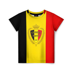 Детская футболка 3D с принтом Сборная Бельгии флаг в Тюмени, 100% гипоаллергенный полиэфир | прямой крой, круглый вырез горловины, длина до линии бедер, чуть спущенное плечо, ткань немного тянется | бельгия | европы | мира | чемпионат | чм