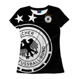 Женская футболка 3D с принтом Сборная Германии Exclusive в Тюмени, 100% полиэфир ( синтетическое хлопкоподобное полотно) | прямой крой, круглый вырез горловины, длина до линии бедер | германия | европы | мира | сборная | футбол | чемпионат | чм