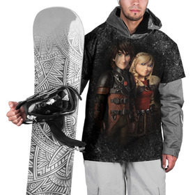 Накидка на куртку 3D с принтом Викинг и Астрид в Тюмени, 100% полиэстер |  | how to train your dragon | беззубик | викинги | дракон | как приручить дракона | ночная фурия